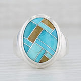 Relios Stone Mosaic Ring Sterling Silver Size 9 Turquoise Statement