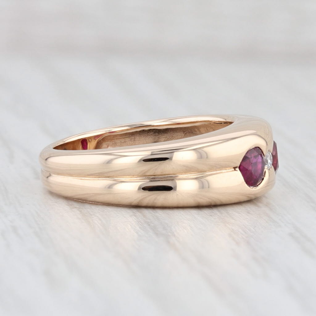 Light Gray 1.07ctw Garnet Ruby Diamond Ring 14k Rose Gold Size 7 Band 3-Stone