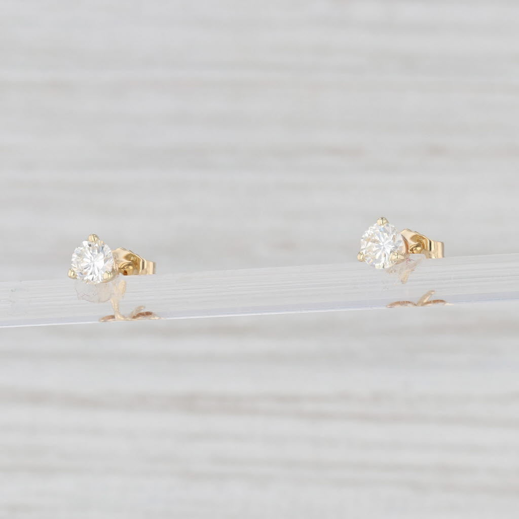 Light Gray 0.41ctw Diamond Stud Earrings 14k Yellow Gold Round Brilliant Solitaire Studs