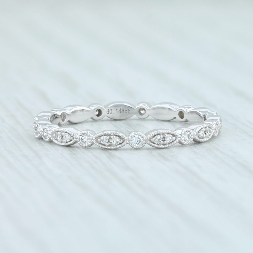 Light Gray New 0.14ctw Diamond Eternity Ring 14k White Gold Size 6.5 Wedding Stackable Band