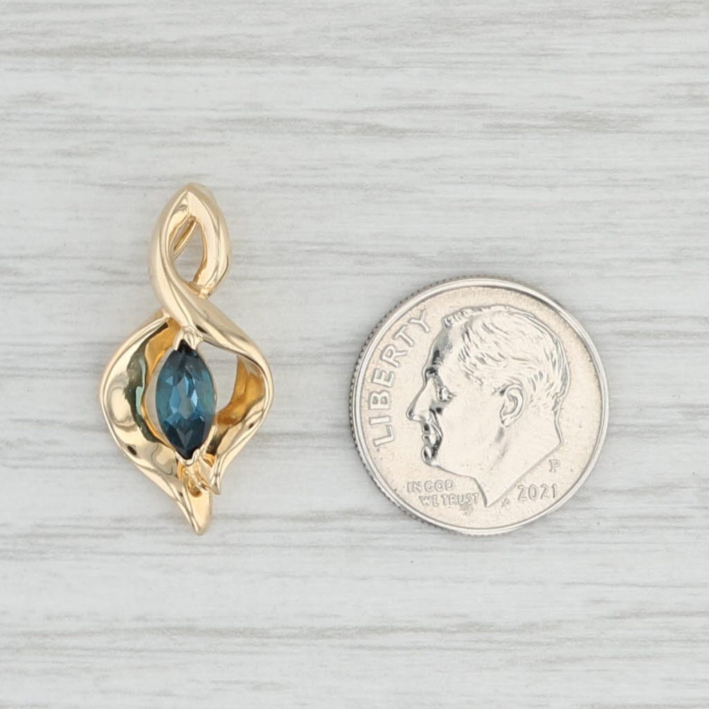 Light Gray 0.65ct London Blue Topaz Figure-8 Pendant 14k Yellow Gold