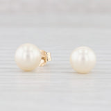 Cultured Pearl Solitaire Stud Earrings 14k Yellow Gold June Birthstone