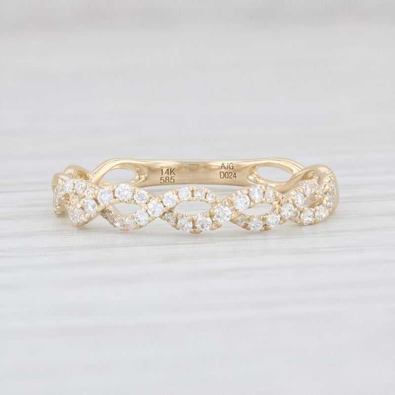 New 0.25ctw Diamond Weave Stackable Ring 14k Yellow Gold Size 7.25 Wedding Band