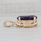 11.70ctw Oval Amethyst Diamond Halo Pendant 14k Yellow Gold