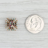 Light Gray Alpha Tau Omega Cross Badge 10k Gold Lab Created Ruby Opal Fraternity Pin