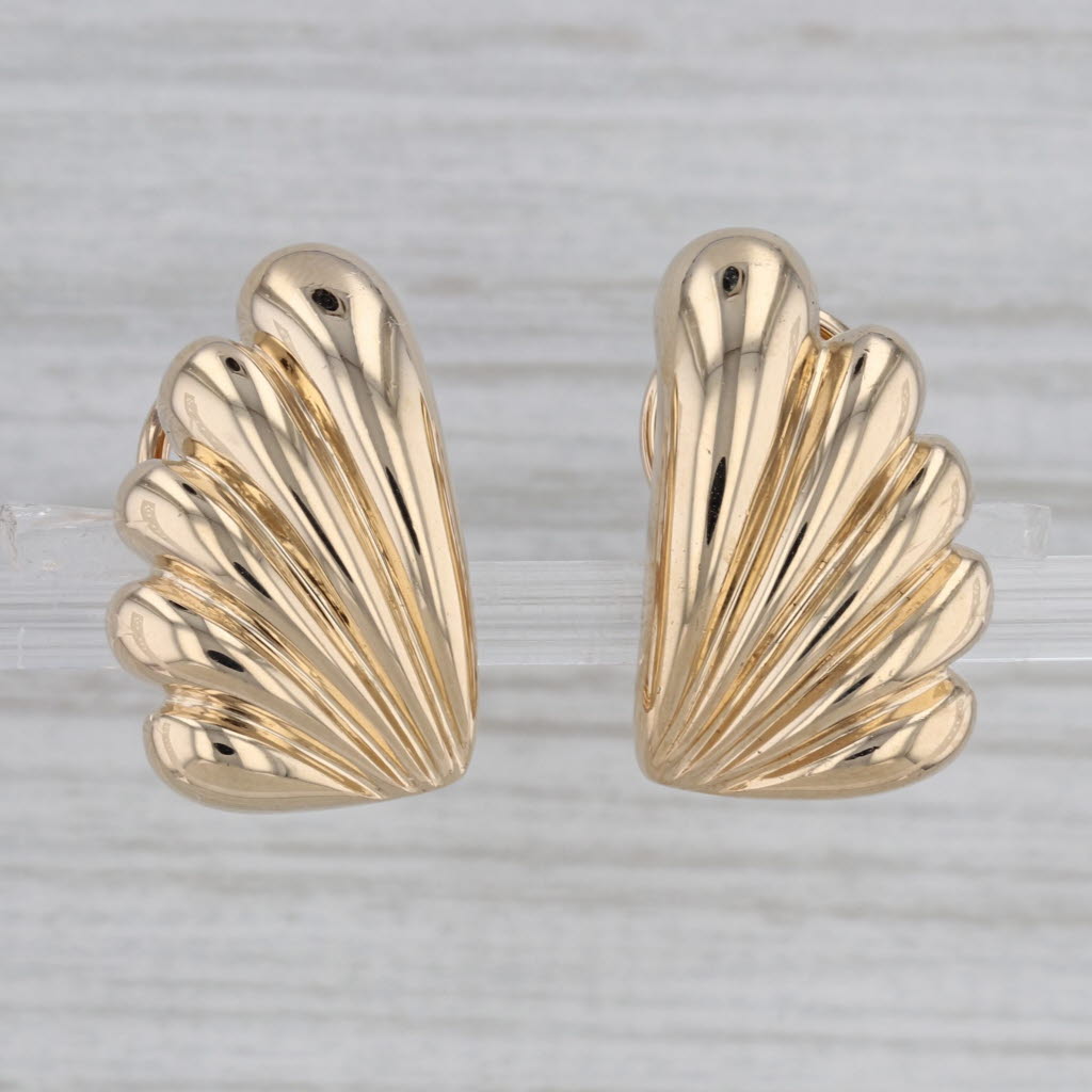 Gray Dan Frere Wing Earrings 14k Yellow Gold Clip On Omega Backs