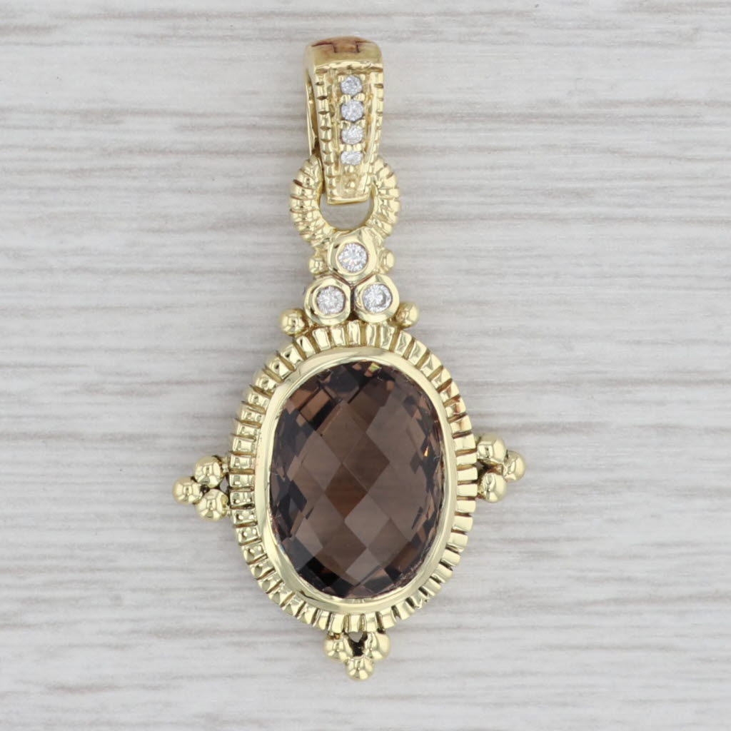 Gray Judith Ripka 3.96ctw Smoky Quartz Diamond Enhancer Pendant 18k Yellow Gold