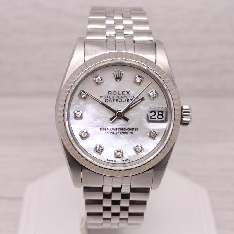 Gray 1991 Rolex Datejust Ladies 68274 MOP Diamond Dial Automatic Watch Jubilee 2 Yr