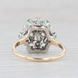 0.45ctw Diamond Emerald Cluster Ring 14k Gold Size 8.5 Cocktail