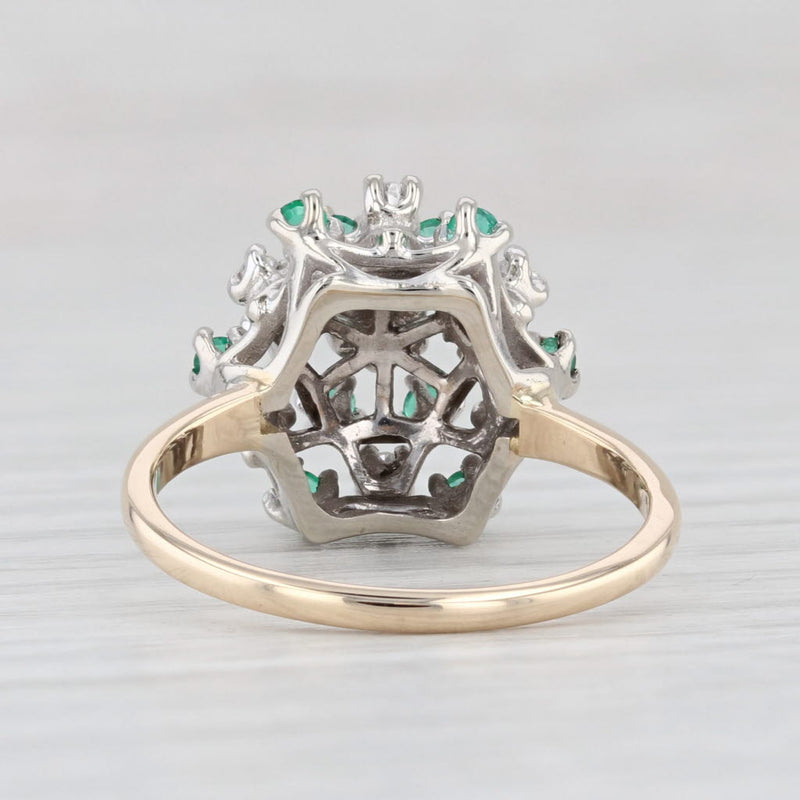0.45ctw Diamond Emerald Cluster Ring 14k Gold Size 8.5 Cocktail