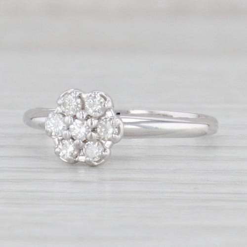 Light Gray Vintage 0.23ctw Diamond Cluster Engagement Ring 14k White Gold Size 7.5