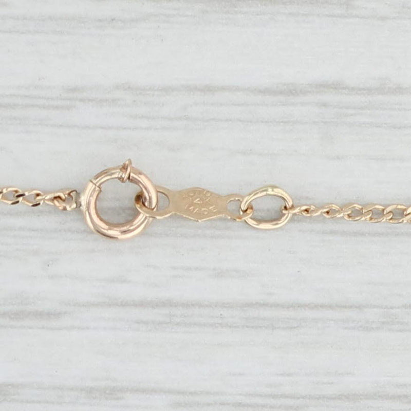 Vintage Cultured Pearl 0.45ct Diamond Pendant Necklace 14k Gold 18" Curb Chain