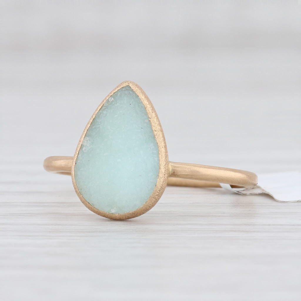 Light Gray New Nina Nguyen Ring Aquamarine Druzy Adorn Petite 18k Gold Size 7 Solitaire