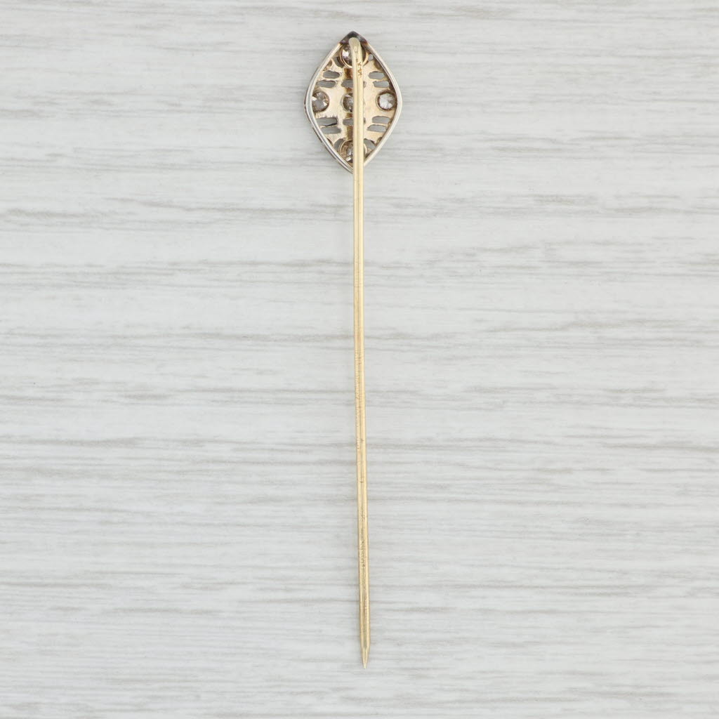 Light Gray Antique 0.34ctw Diamond Stickpin 14k White Yellow Gold Pin