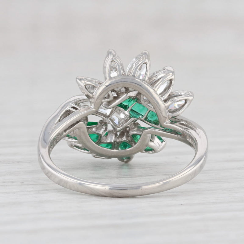 Light Gray 2.13ctw Emerald Diamond Cluster Ring Platinum Size 8 Cocktail