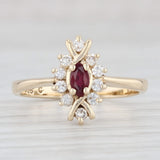 Light Gray 0.39ctw Marquise Ruby Diamond Halo Ring 14k Yellow Gold Size 7