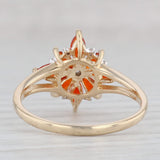 0.55ctw Fire Opal Diamond Flower Ring 14k Yellow Gold Size 9.25