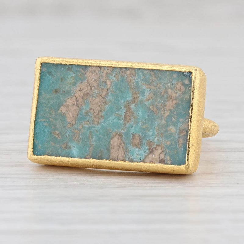New Nina Nguyen Turquoise Statement Ring Sterling Silver 22k Gold Vermeil Size 8