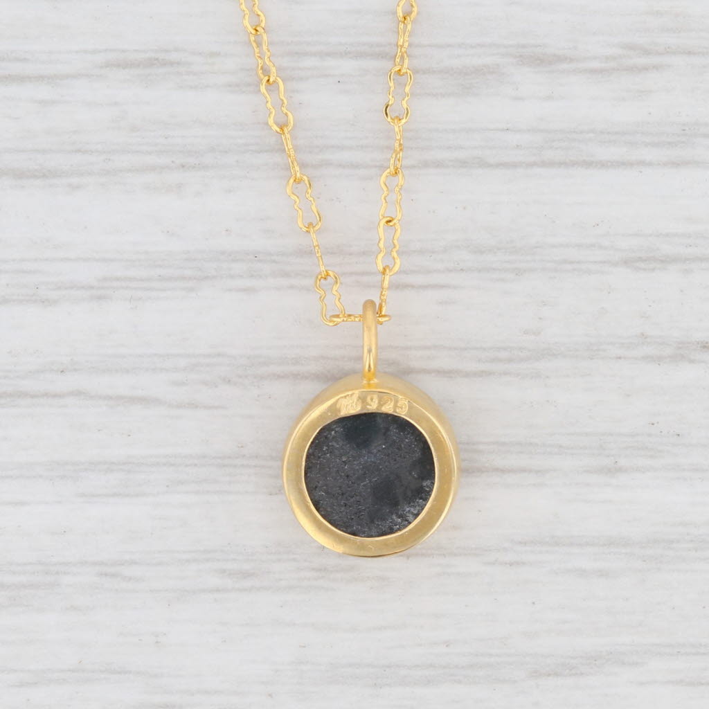 Light Gray New Nina Nguyen Petal Necklace Black Druzy Quartz Sterling Gold Vermeil 16-18”