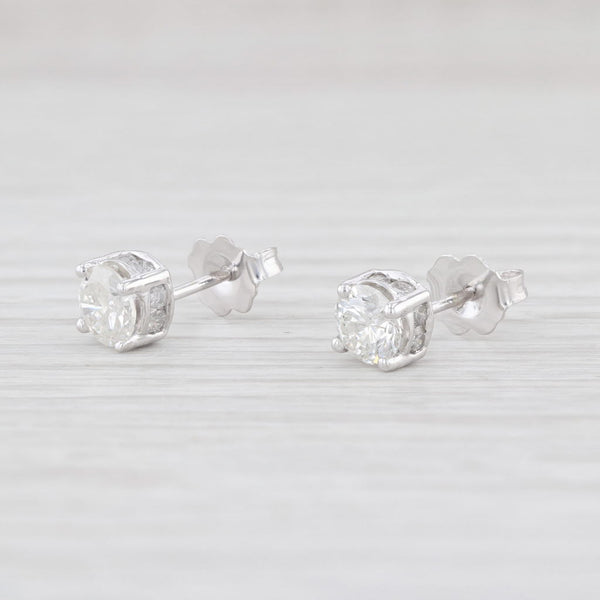 Light Gray 1.25ctw Diamond Stud Earrings 14k White Gold Round Brilliant Studs