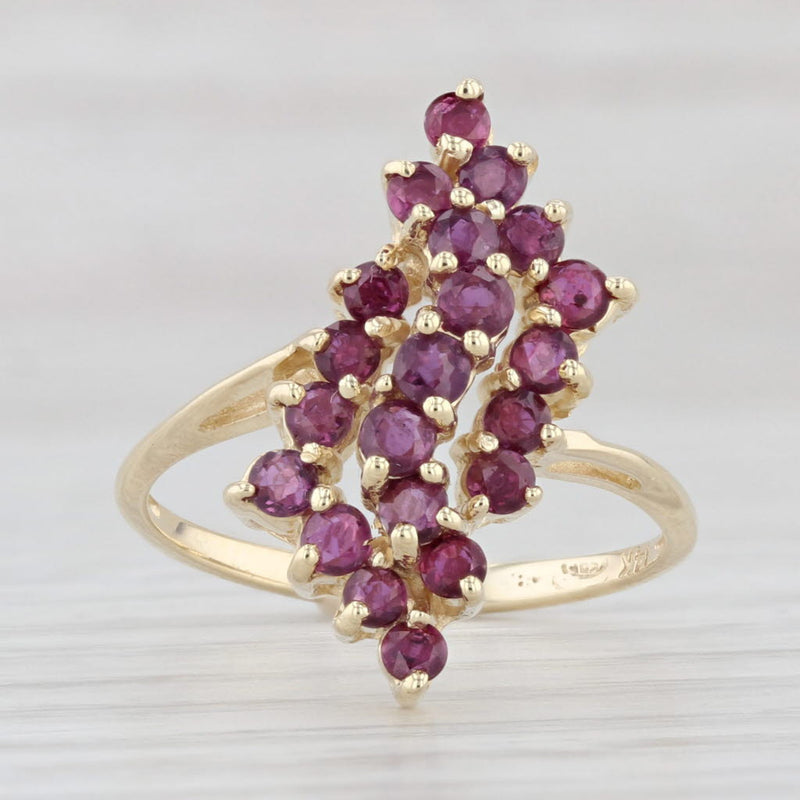 1.26ctw Ruby Cluster Ring 14k Yellow Gold Size 7.5 Bypass