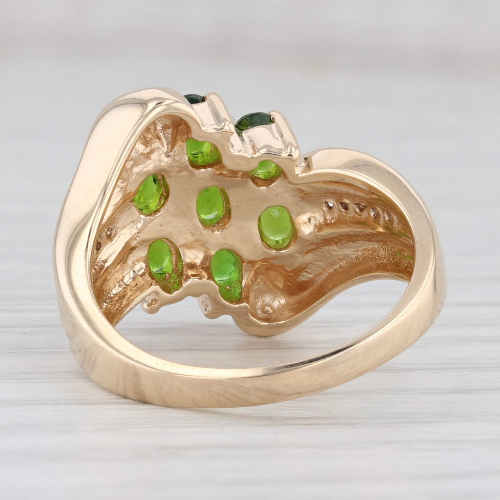 Light Gray 1.46ctw Green Chrome Diopside Diamond Cluster Ring 14k Yellow Gold Bypass Size 8