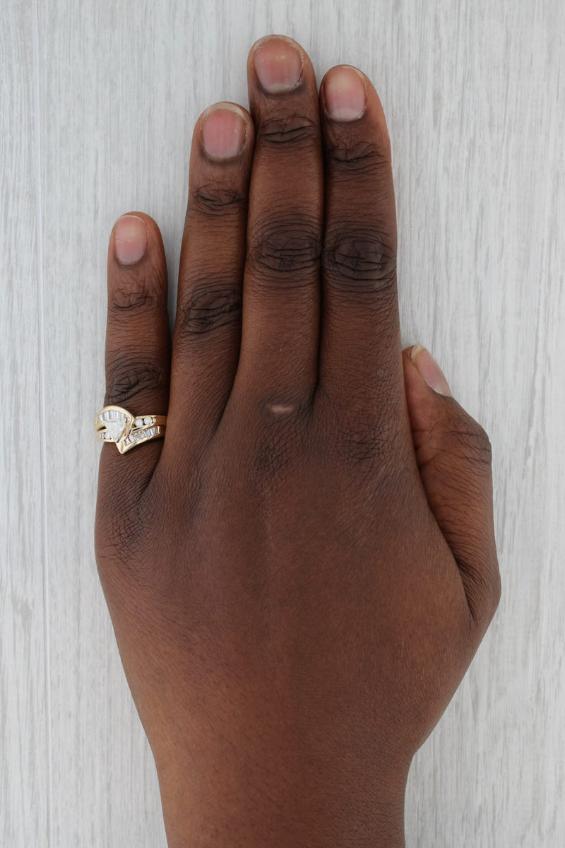 Gray 0.80ctw Diamond Engagement Ring Wedding Band Bridal Set 14k Gold Size 4.75