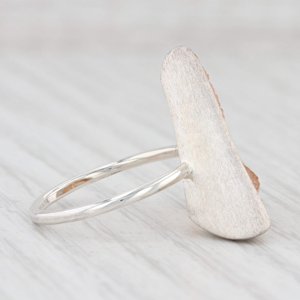 Light Gray New Nina Nguyen Bamboo Trio Sand Druzy Quartz Ring Sterling Silver Size 7