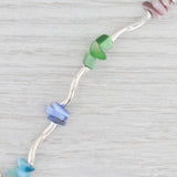 New Multi Color Glass Bead Bracelet Sterling Silver 7.25” Toggle Clasp Statement