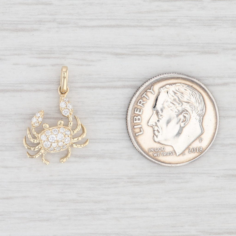 Light Gray New 0.15ctw Diamond Crab Pendant 14k Yellow Gold Nautical Jewelry Charm