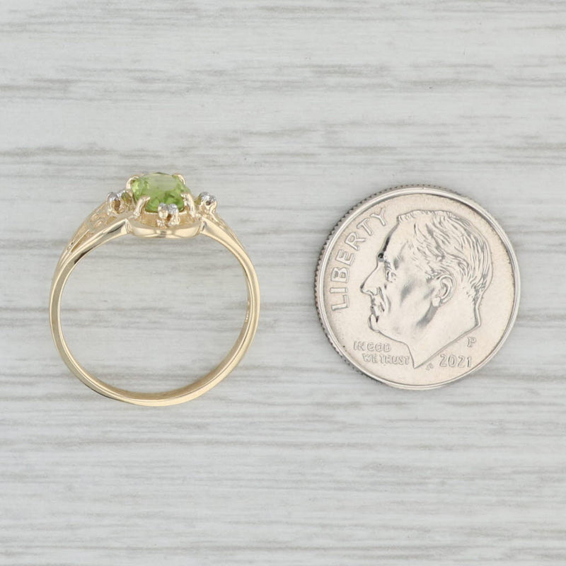 0.82ctw Peridot Diamond Ring 10k Yellow Gold Size 5.75 August Birthstone