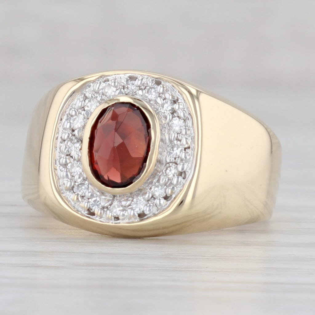 Light Gray 1.12ctw Oval Garnet Diamond Halo Ring 14k Yellow Gold Size 7.5