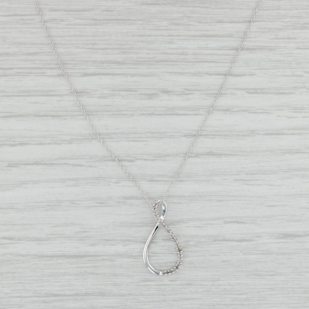 Light Gray Diamond Teardrop Pendant Necklace 10k White Gold 18" Rope Chain