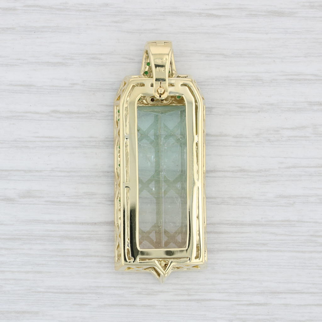 Light Gray 41.31ctw Gemstone Statement Enhancers Pendant 18k Gold Topaz Diamond Sapphire