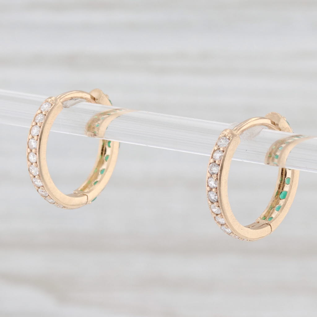 Light Gray New Nina Nguyen .57ctw Diamond Chalcedony Hoop Earrings 14k Gold Hinged Snap Top