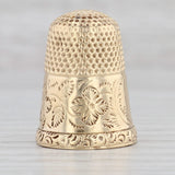 Light Gray Antique Size 7 Floral Thimble 14k Yellow Gold Sewing Collectible Engravable