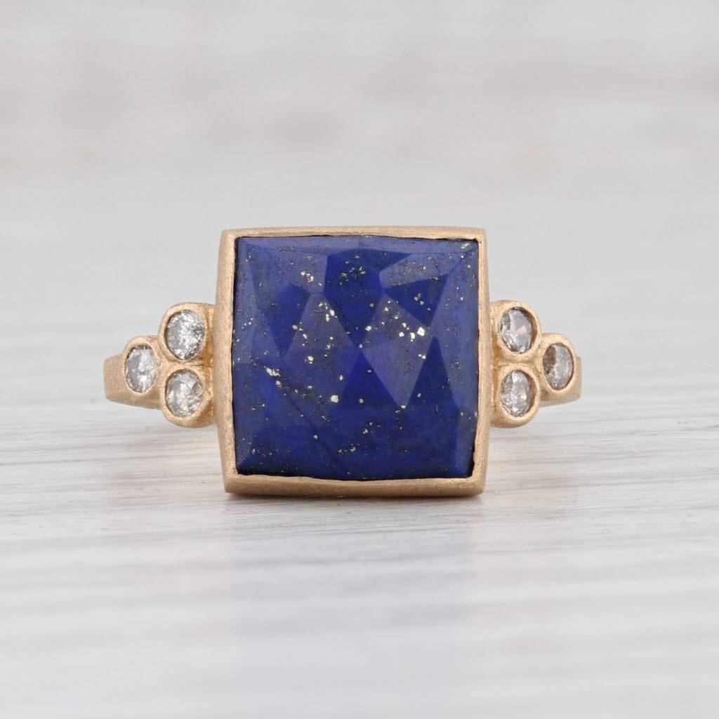 Light Gray New Nina Nguyen Lapis Lazuli Diamond Chloe Ring 18k Yellow Gold Size 7.25