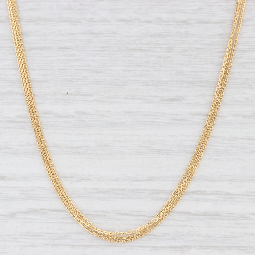 Light Gray New Diamond Cut Cable Chain 3-Strand Necklace 14k Yellow Gold Adjustable