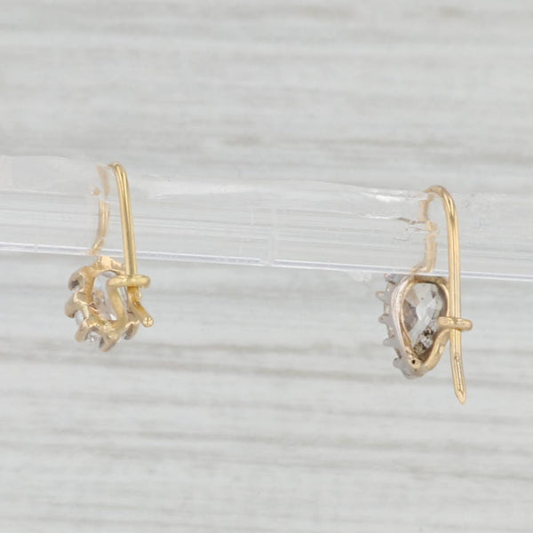 Light Gray 0.56ctw Oval Pear Diamond Custom Mismatched Drop Earrings 14k Gold
