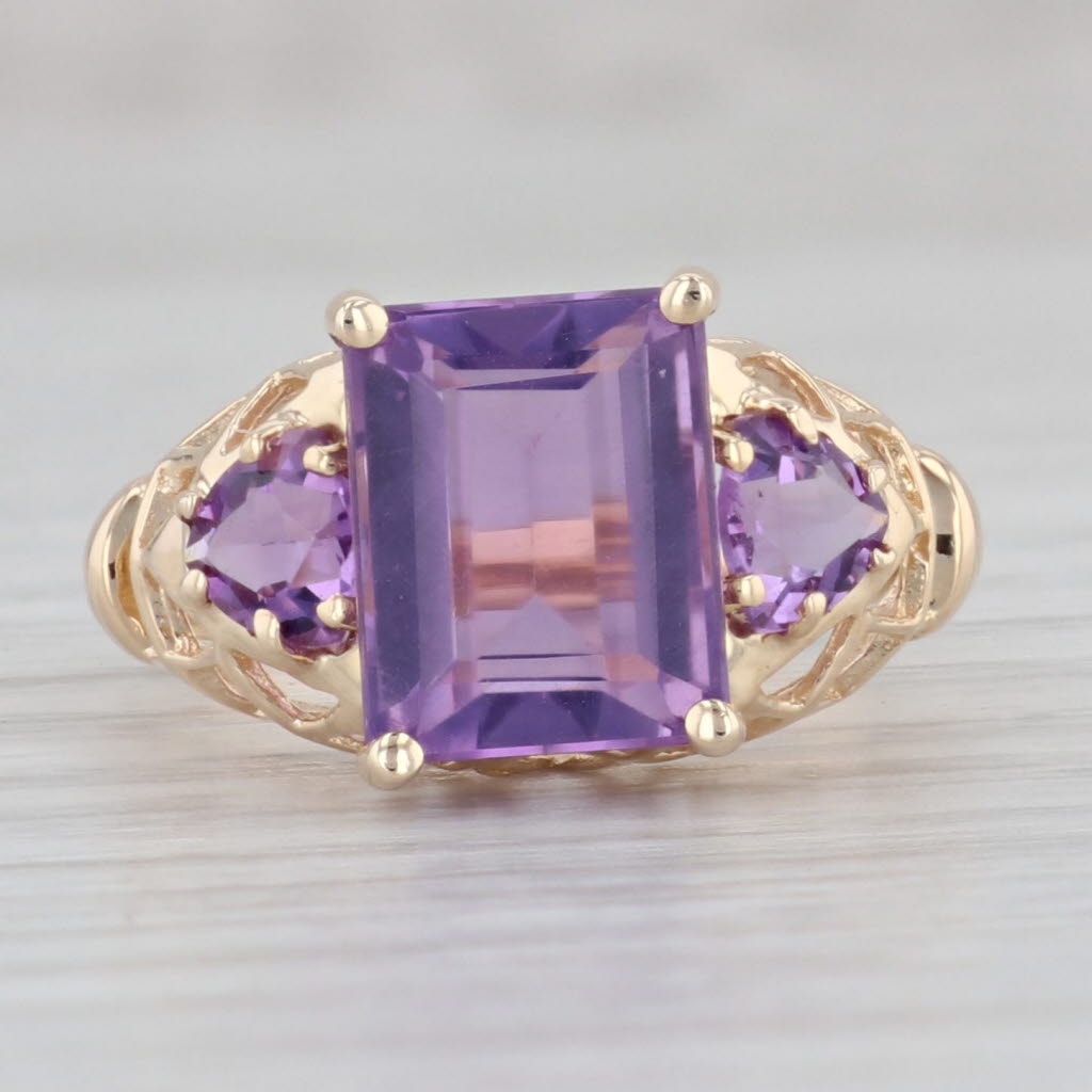 Gray 3.68ctw Emerald Cut Amethyst Ring 14k Yellow Gold Size 7.25