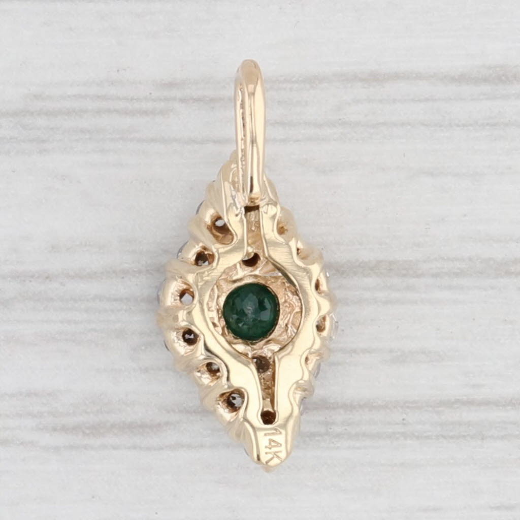 Light Gray 0.44ctw Emerald Diamond Halo Pendant 14k Yellow Gold