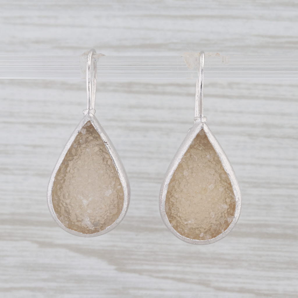 Light Gray New Nina Nguyen White Druzy Quartz Teardrop Earrings Sterling Silver