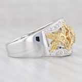 Light Gray 0.39ctw Yellow & White Diamond Flower Ring 18k Gold Size 7.25