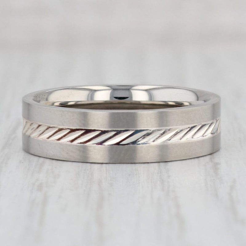 Light Gray New Men's Titanium Ring Size 10 Wedding Band Comfort Fit Patterned