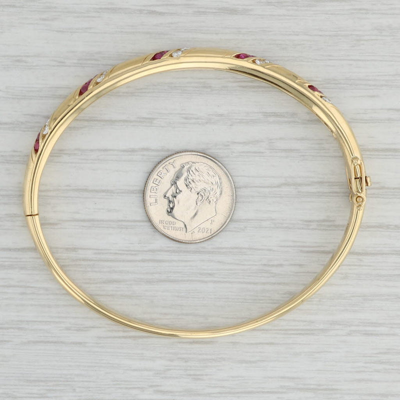 Floral Ruby Diamond + 18K Gold Bangle Bracelet