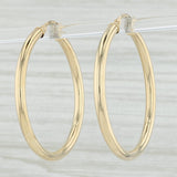 Light Gray New Round Hoop Earrings 14k Yellow Gold 3 x 37mm Pierced Hoops