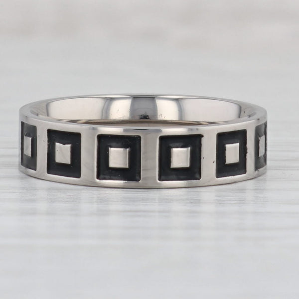 Light Gray New Square Pattern Titanium Ring Size 10 1/4 Men's Wedding Band