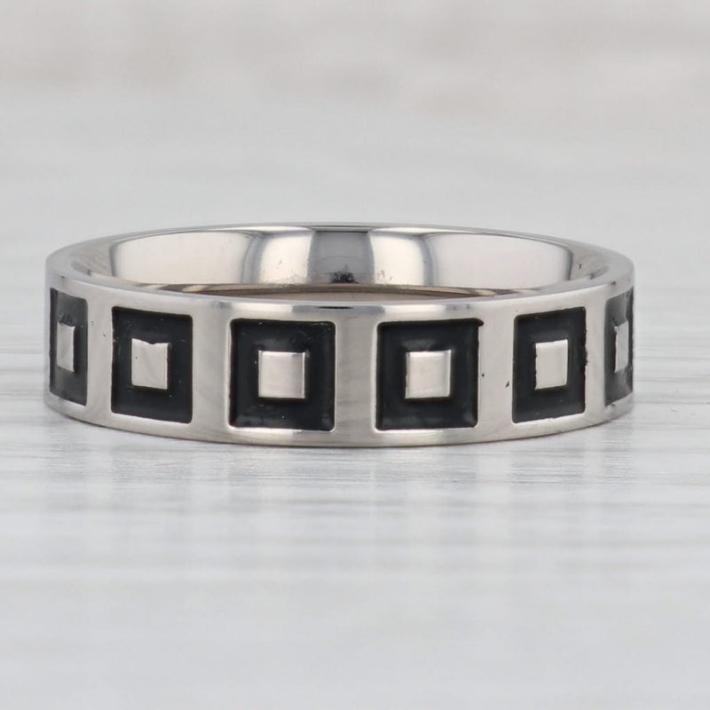 New Square Pattern Titanium Ring Size 10 1/4 Men's Wedding Band