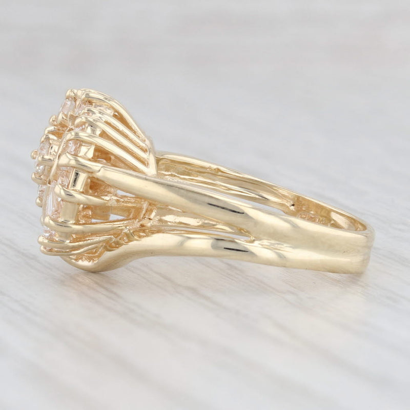 0.90ctw Diamond Cluster Heart Ring 14k Yellow Gold Size 6 Cocktail