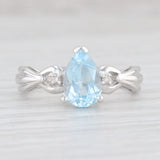 1.52ctw Pear Blue Topaz Diamond Ring 10k White Gold Size 6